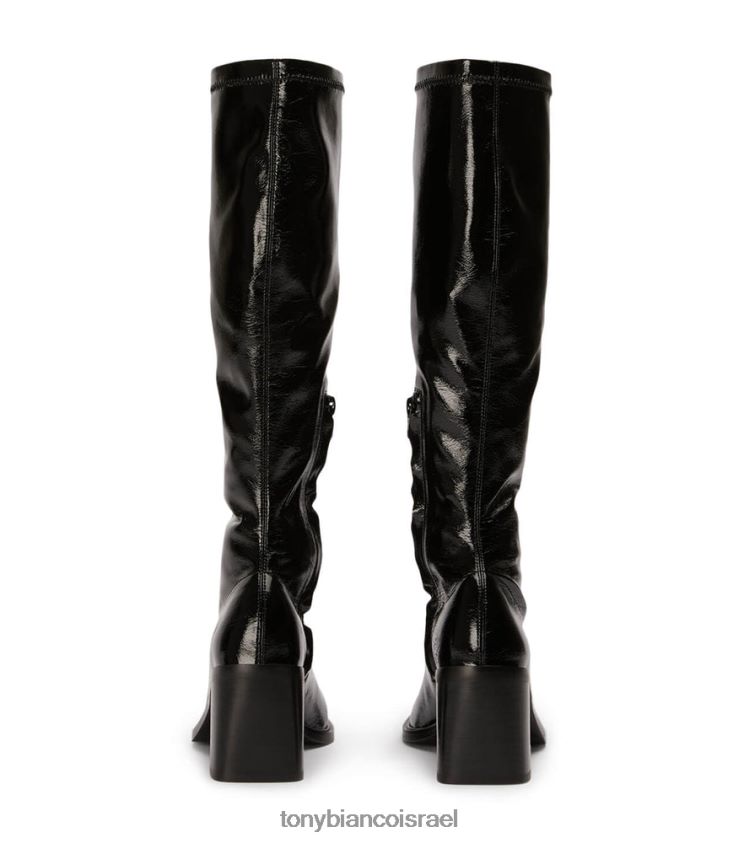 מגפיים בגובה הברך | נשים פטנט קמט שחור Tony Bianco מגפי עגל דיימון 8BNR8T422